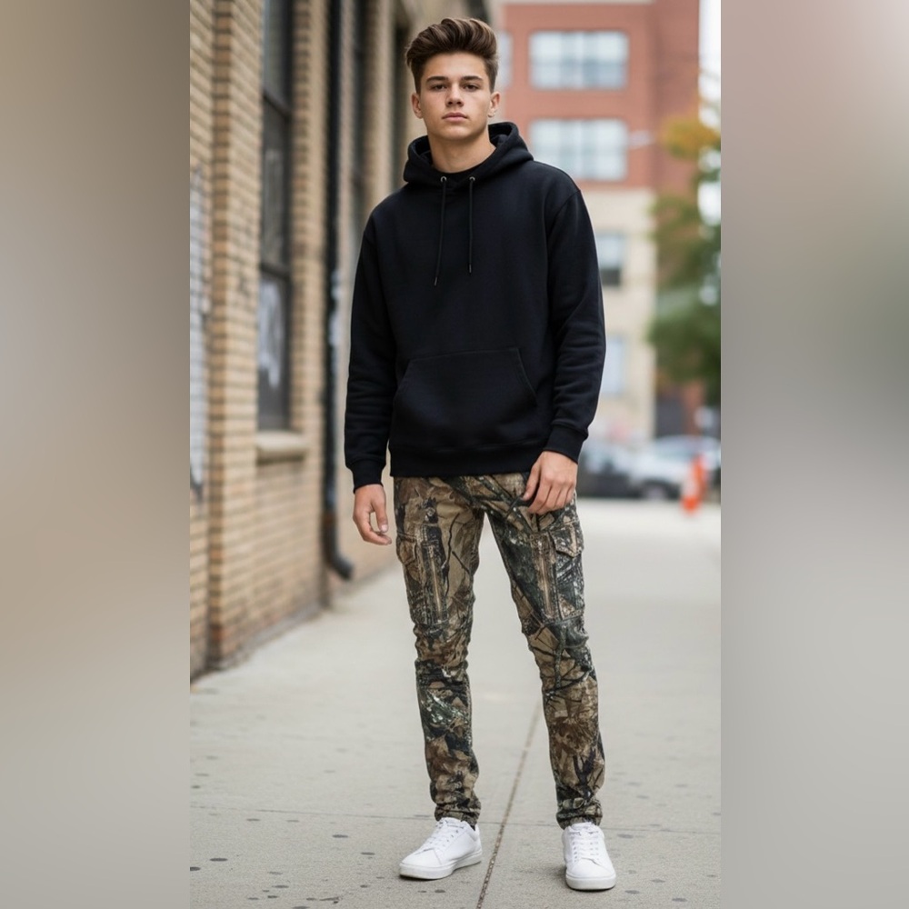 NOVA MEN In Action Camo Stacked Skinny Flare Jeans - Camouflage EUC